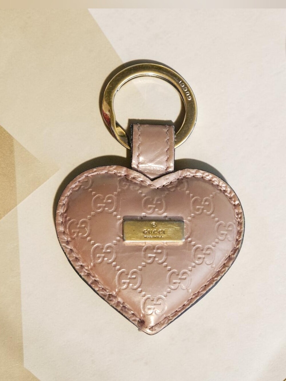 Authentic Gucci Guccissima Leather Heart Keychain / Bag Charm - GUC